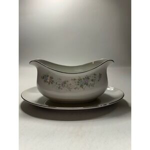 Vintage Carlton Japan "Corsage" 481 Floral Gravy Boat with Attached Underplate